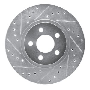 Chrysler PT Cruiser Brake Rotor (1) - Front Left - R1 Concepts - Drilled & Slotted - Silver - `01-`10